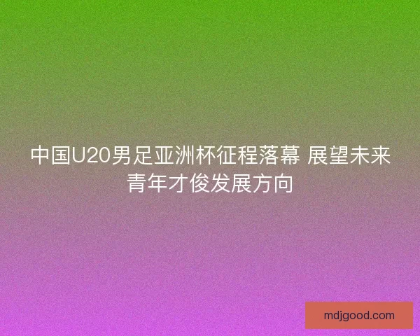 中国U20男足亚洲杯征程落幕 展望未来青年才俊发展方向